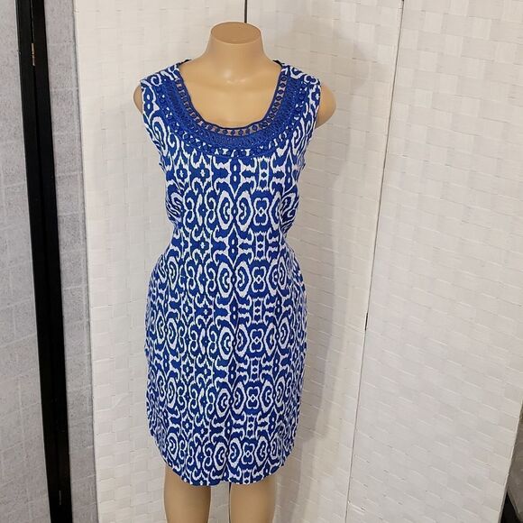 BRAND NEW KIM ROGERS SLEEVELESS LINEN INVISIBLE ZIP CLOSURE DRESS - Picture 10 of 16